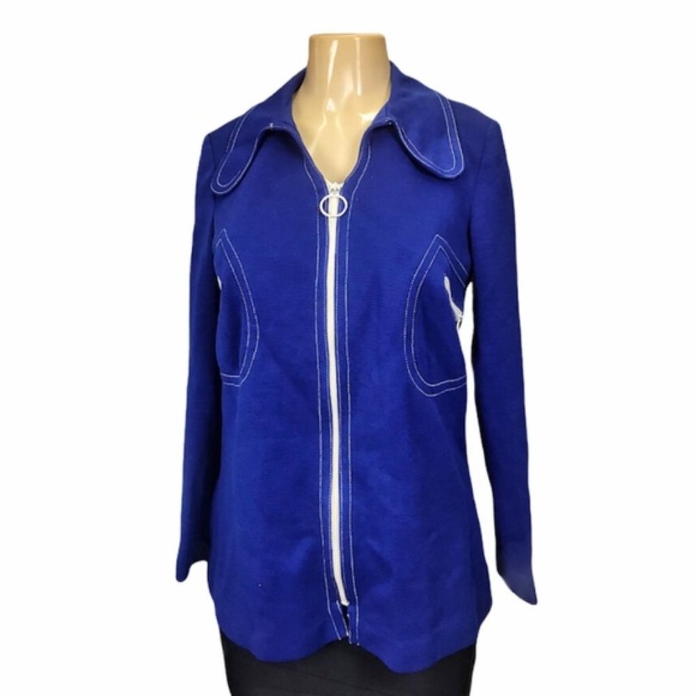 Vintage JOYCE Royal Blue Zip Up Llight Jacket Top